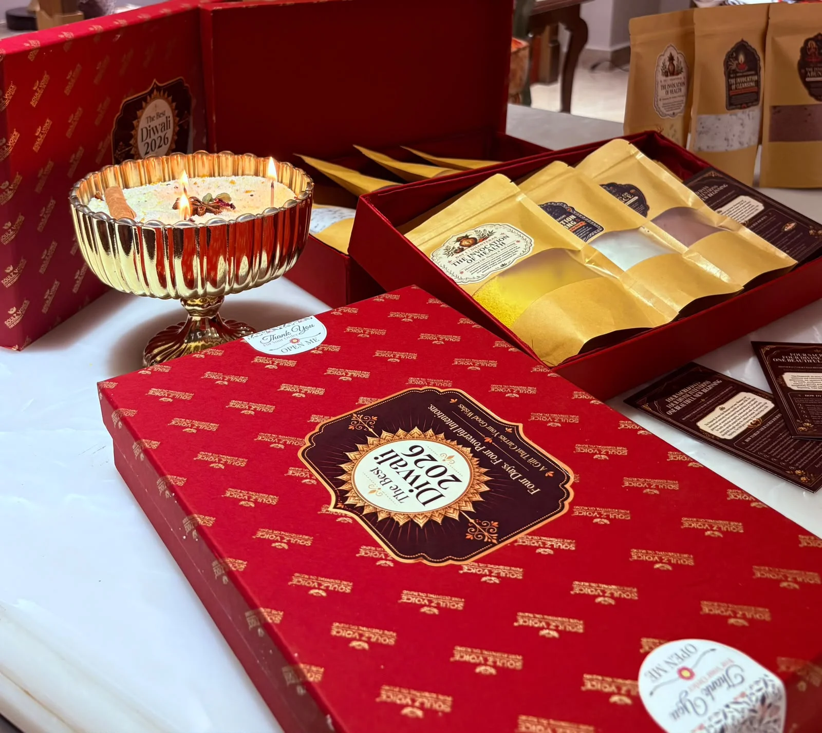 The Sacred Diwali Ritual Gift Box by Bhartte Kapoor, open presentation view