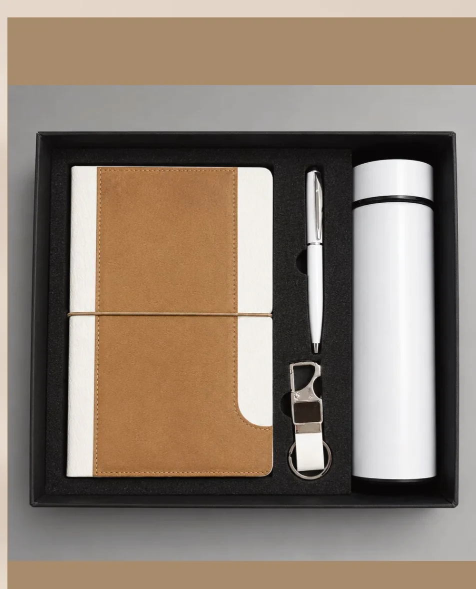 Classic Steel Flask & Executive 4-in-1 Corporate Set (TWC-035) - TohfaWohfa Corporate Gift