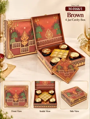 Imperial Brown Box with 4 Jars and Cavity
