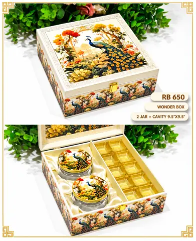 Peacock Wonder Box with 2 Jars and Sweet Cavity