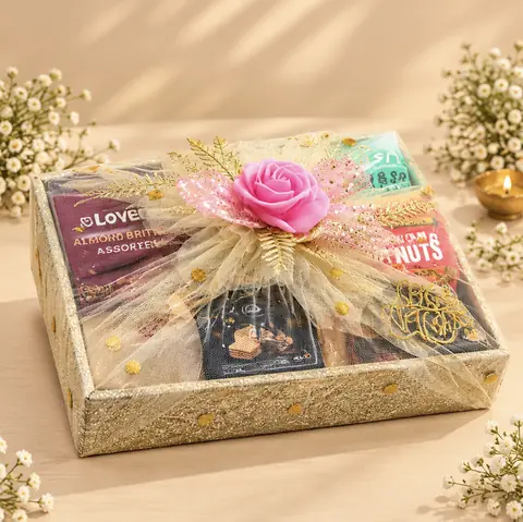 Premium Floral Tray Hamper, floral accents