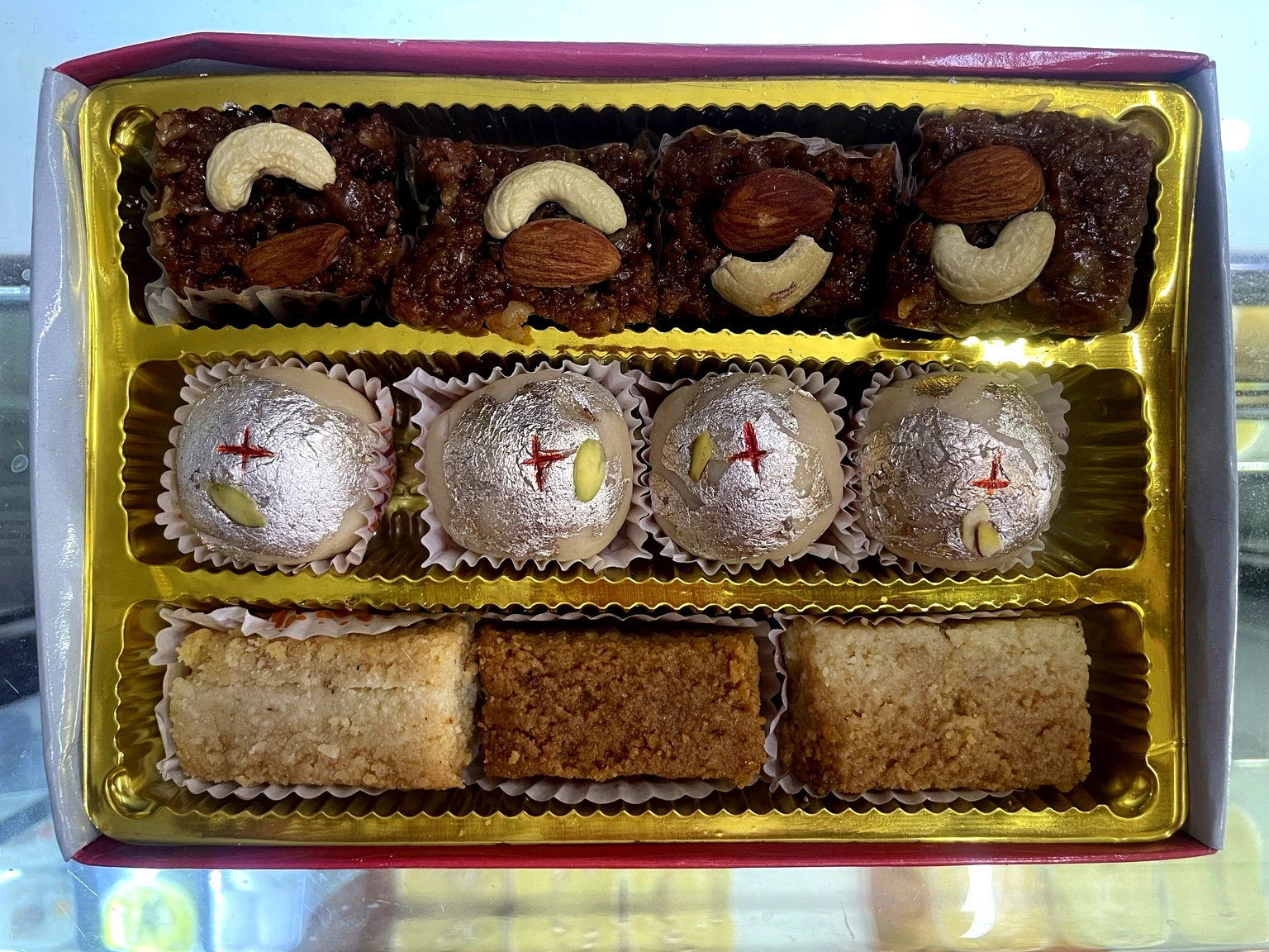 The Festive Mithai Box, open sweet box